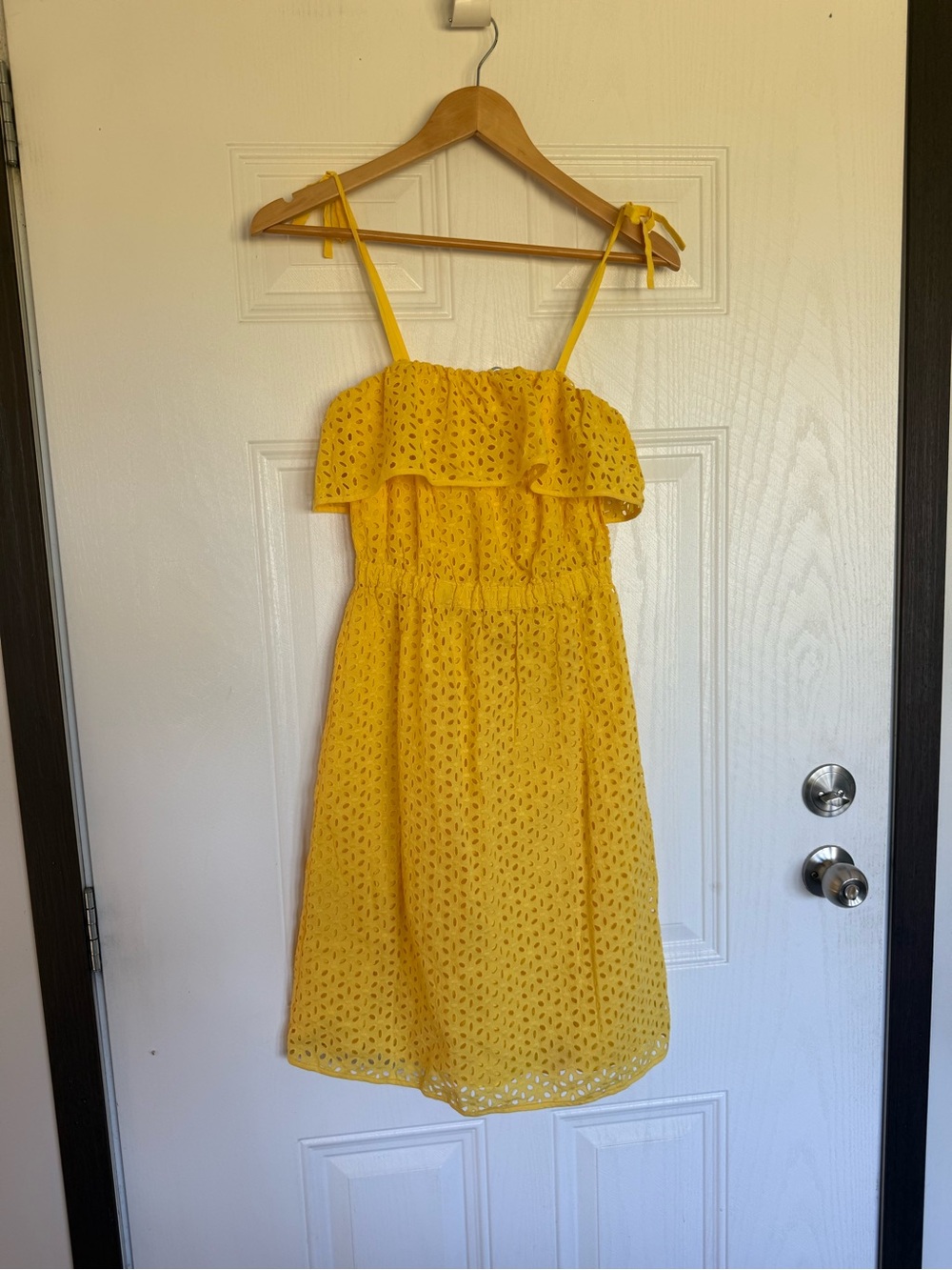 2 for $20 sale: Moda international yellow cotton eyelet sundress ruffle trim